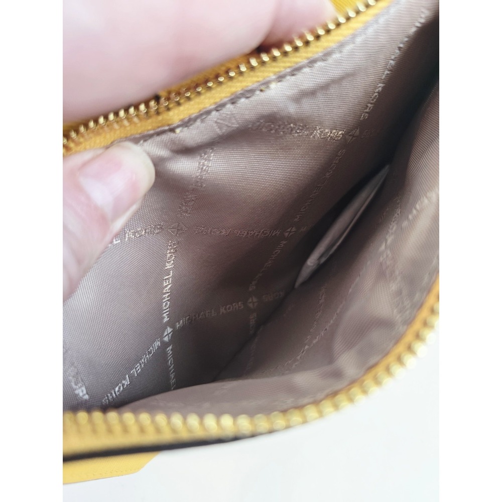 New‎ Michael Kors Jet Set Travel Double Zip Wallet Leather Phone Yellow NEW - Picture 7 of 7